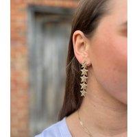 Gold Hammered Stars Drop Earring Size One Size