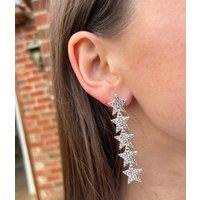 Silver Hammered Stars Drop Earring Size One Size