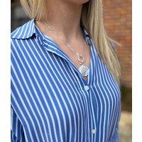 Silver Hammered Disc T Bar Necklace Size One Size