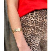 Gold Hammered Elasticated Bracelet Size One Size