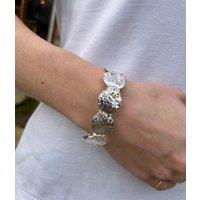 Silver Hammered Elasticated Bracelet Size One Size