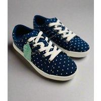 Navy Polka Dot Canvas Trainers Size 7