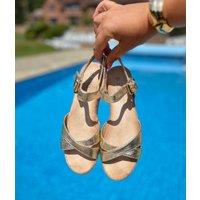 Gold Metallic Espadrille Sandals Size 4
