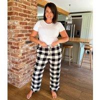 Black Checked Cotton Loungewear Bottoms Size 22