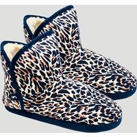 Leopard Print Fur Lined Slipper Boots Size 3/4