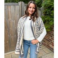 Light Grey Leopard Print Cashmere Blend Scarf