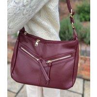 Burgundy Large Zipped Handbag