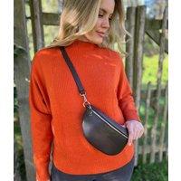 Black Leather Sling Crossbody Bag