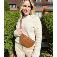 Tan Leather Sling Crossbody Bag