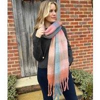 Pink & Blue Cosy Tassel Scarf