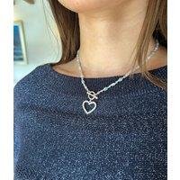 Silver Diamante Heart Beaded Necklace