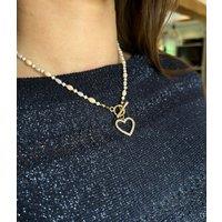 Gold Diamante Heart Beaded Necklace
