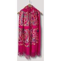 Pink Embroidered Cashmere Blend Scarf