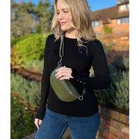 Green Leather Sling Crossbody Bag