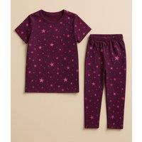 Pink Star Cotton Printed Cropped Pyjama Set Size 24/26