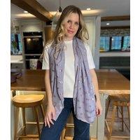 POM Grey Metallic Feather Print Scarf