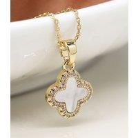 POM Golden Crystal Edged Clover Necklace