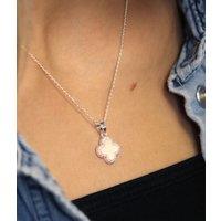 POM Silver Crystal Edged Clover Necklace