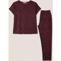 Burgundy Animal Cotton Printed Pyjama Set Size 20/22