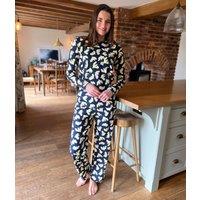 Navy Dove Print Cotton Pyjama Set Size 12/14