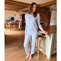 Blue Daisy Print Cotton Pyjama Set Size 12/14