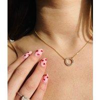 POM Golden Crystal Inset Circle Necklace