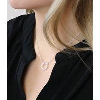 POM Silver Plated Crystal Inset Circle Necklace