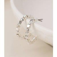 POM Silver Cube Bead Hoop Earrings