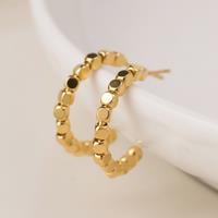 POM Gold Cube Bead Hoop Earrings
