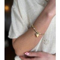 Gold Heart Charm Beaded Bracelet