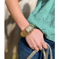 Gold Basket Weave Hinged Bracelet