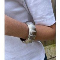 Silver Basket Weave Hinged Bracelet