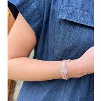 Pink Crystal Beaded Six Bracelet Stack