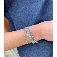Blue Crystal Beaded Six Bracelet Stack
