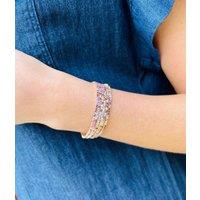 Purple Crystal Beaded Six Bracelet Stack