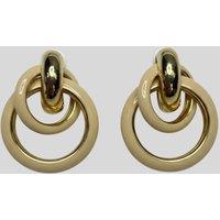 Cream Twisted Double Hoop Earrings