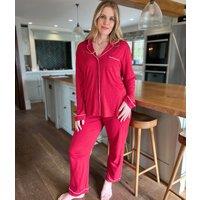 Red Cotton Modal Revere Pyjama Set Size 16/18