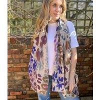 Leopard Print Frayed Edge Scarf