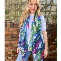 Abstract Floral Frayed Edge Scarf