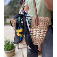 Black Botanical Wildflower Print Square Scarf