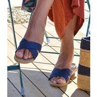 Navy Crossover Woven Sliders Size 6/7