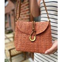 Rust Cross Body Raffia Messenger Bag