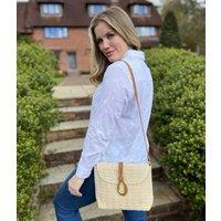 Cream Cross Body Raffia Messenger Bag
