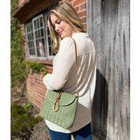 Green Cross Body Raffia Messenger Bag