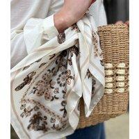 Cream Paisley Print Square Scarf
