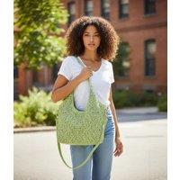 Green Lace Pattern Tote Handbag