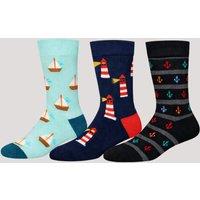 Boats Happy Socks 3 Pack Size 7.5-11.5