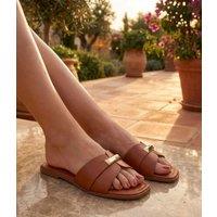 Camel Gold Detail Sliders Size 6