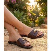 Brown Gold Detail Sliders Size 3
