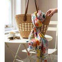 Flower Print Tasselled Edge Scarf